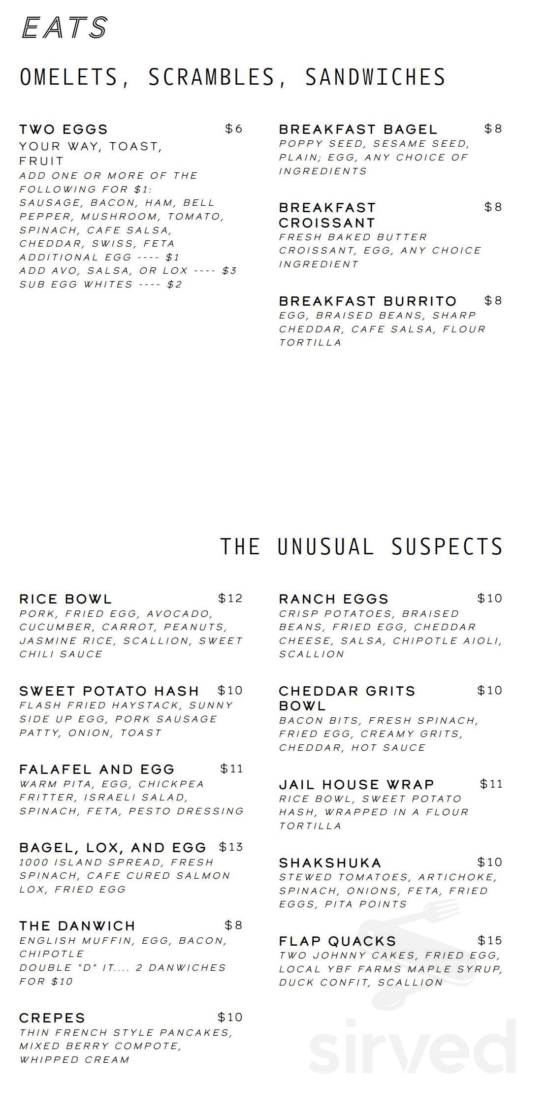 Coal Yard Cafe menu in Ithaca, New York, USA