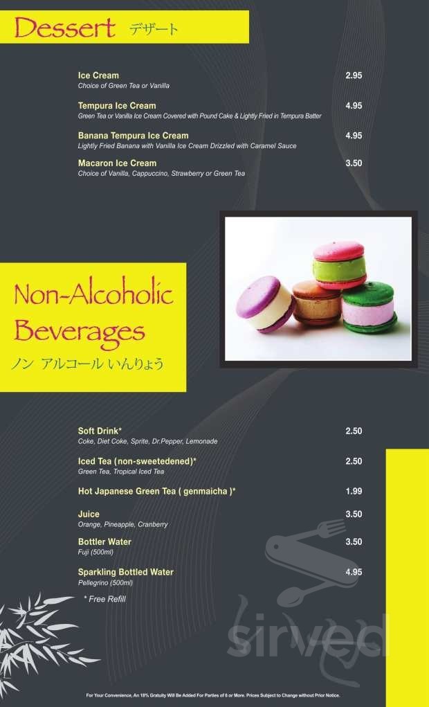 Ise Sushi Japanese Restaurant menu in Placentia, California