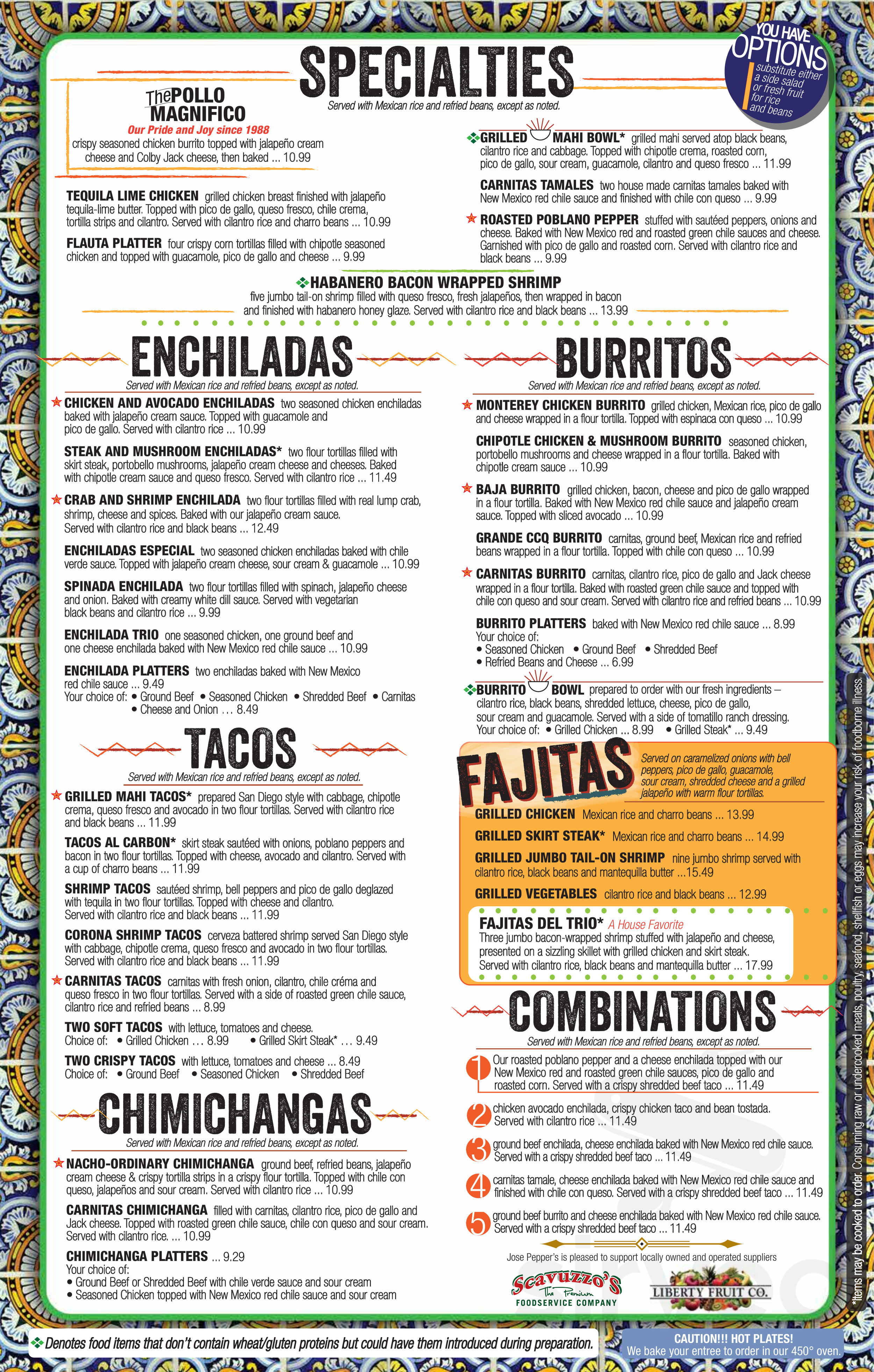 Jose Pepper's Mexican Restaurant menu in Lee's Summit, Missouri, USA