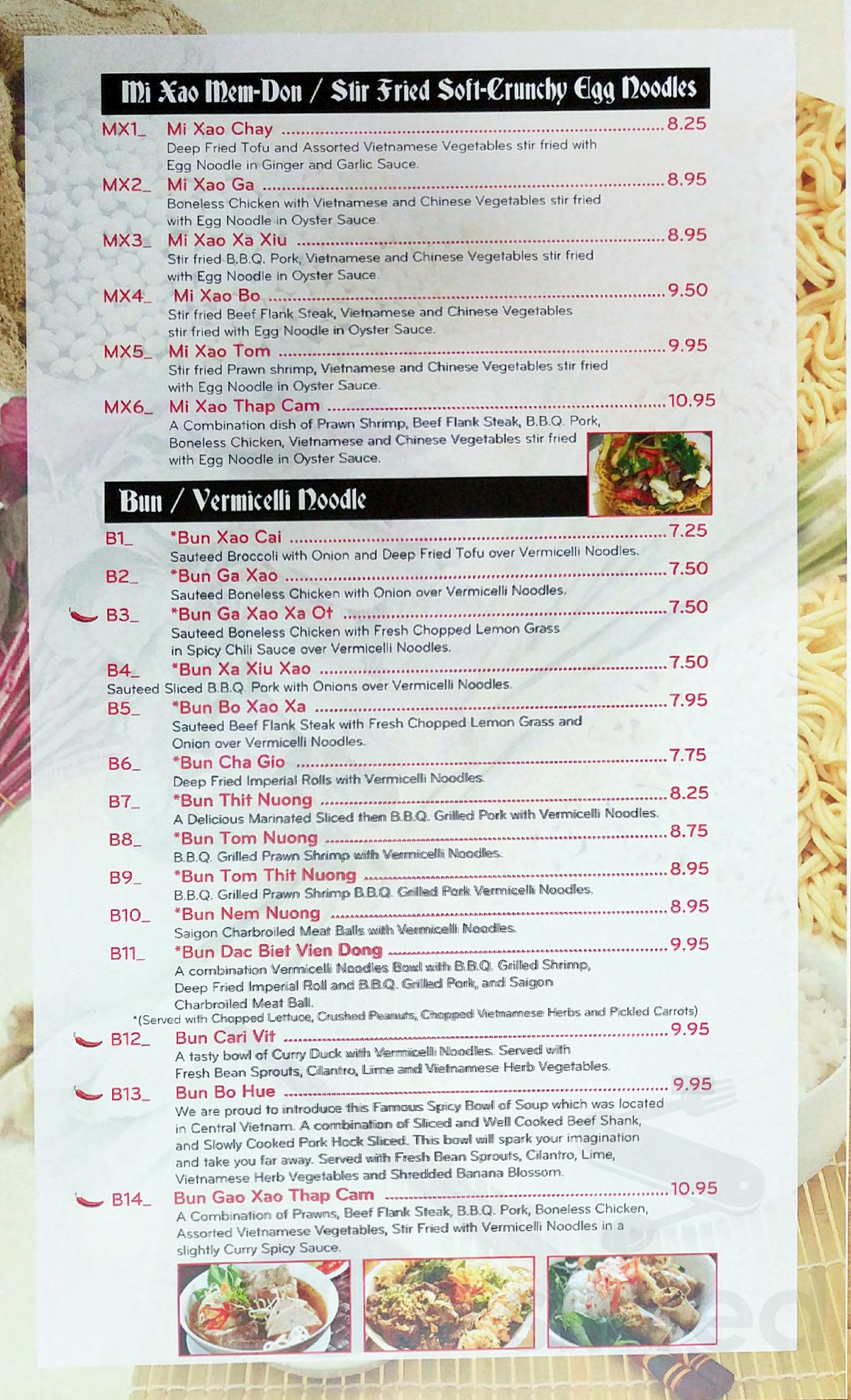 Saigon City Restaurant menu in Albuquerque, New Mexico, USA