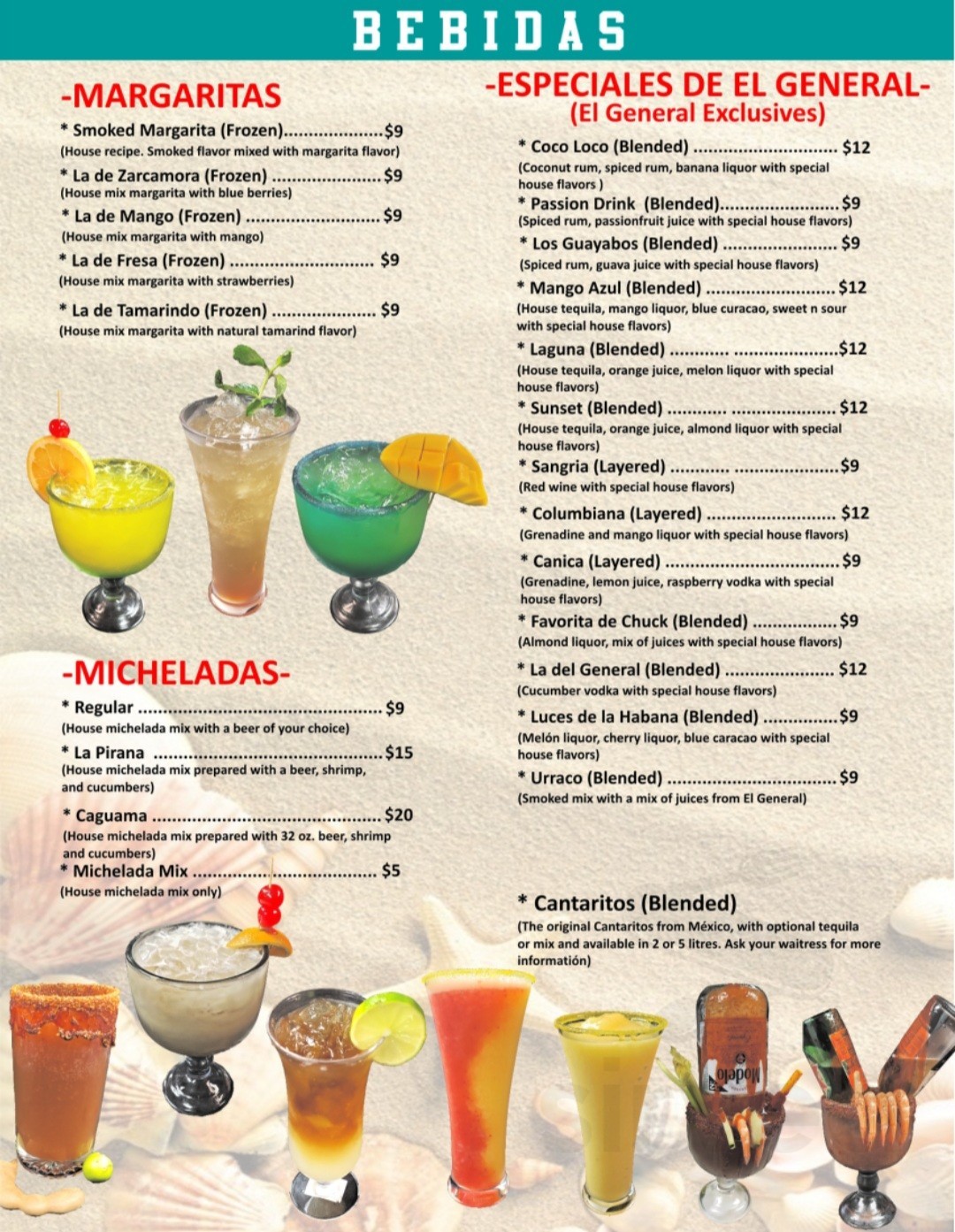 Mariscos El General menus in Pasadena, Texas, United States