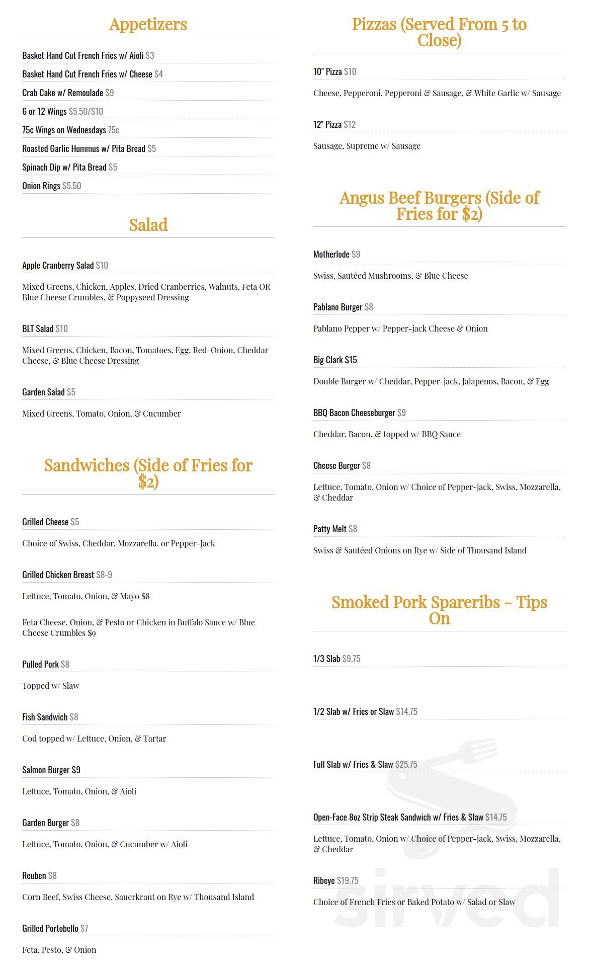 Clark Bar menu in Champaign, Illinois, USA