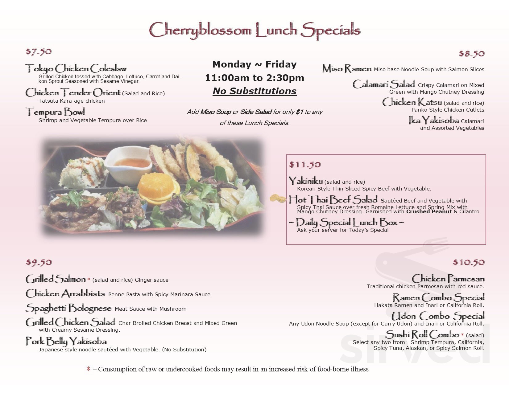 Cherryblossom Noodle cafe menu in Phoenix, Arizona, USA