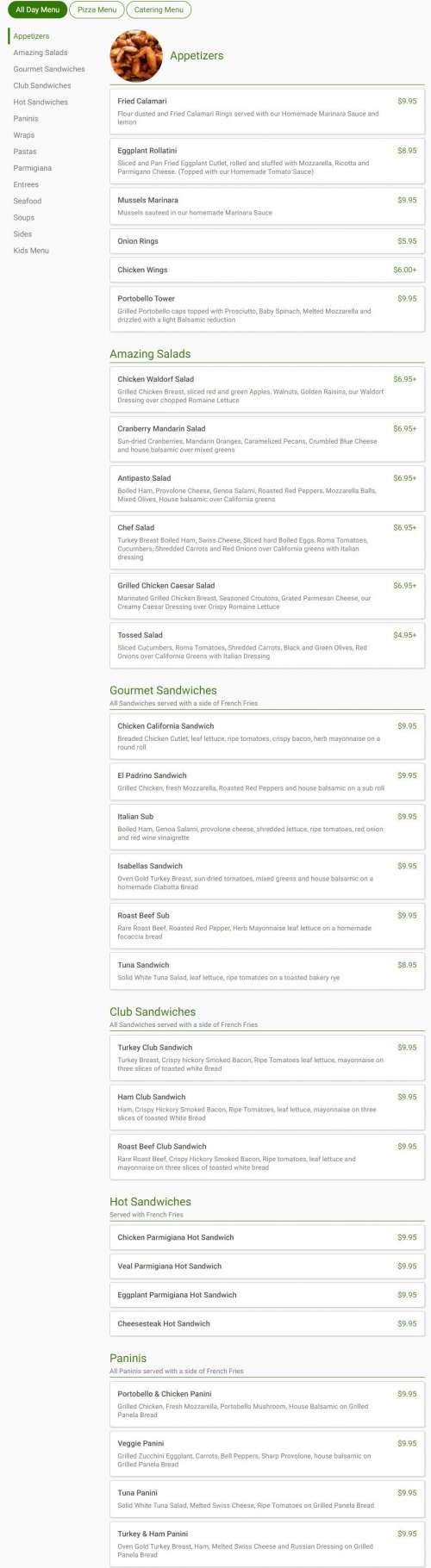 Isabella's Pizza menu in South Bound Brook, New Jersey, USA