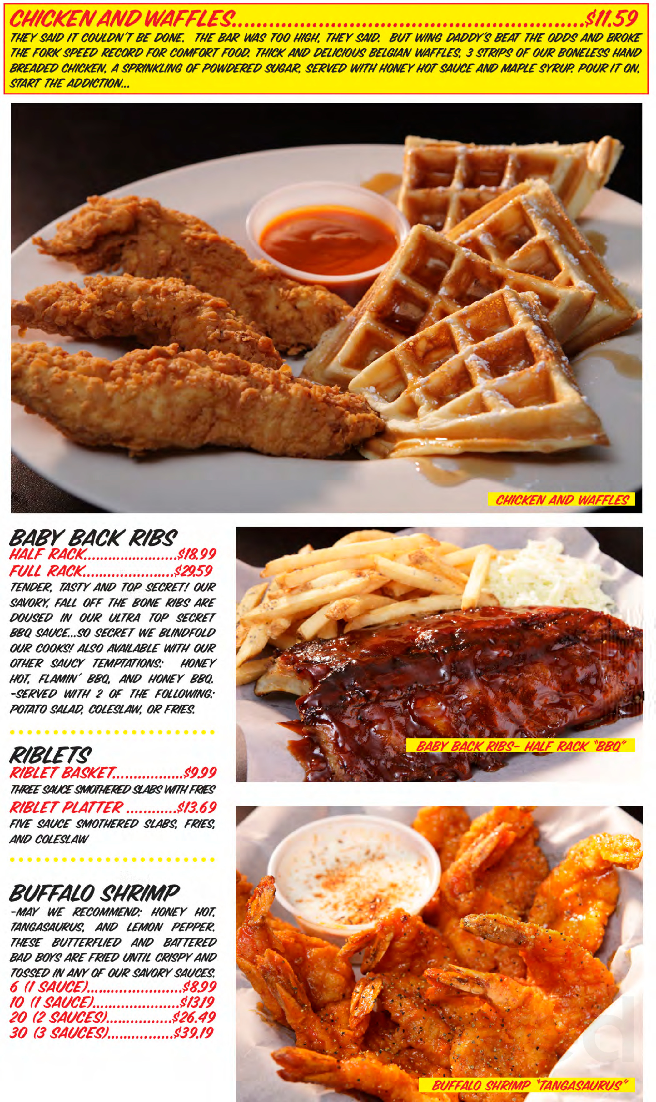 Wing Daddy s Sauce House Menu In Horizon City Texas USA