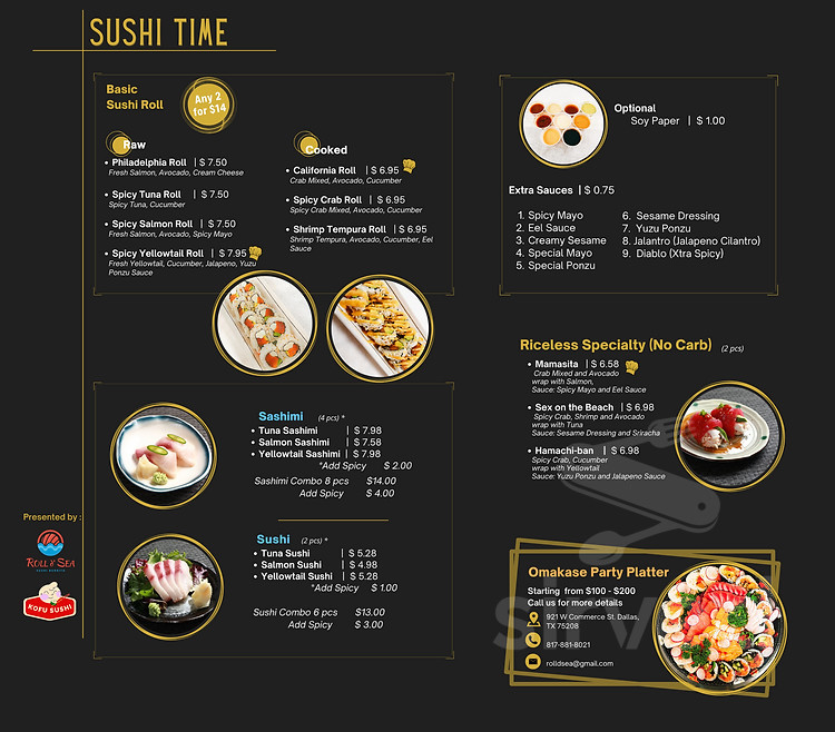 Roll d' Sea, Sushi Burrito menu in Dallas, Texas, USA