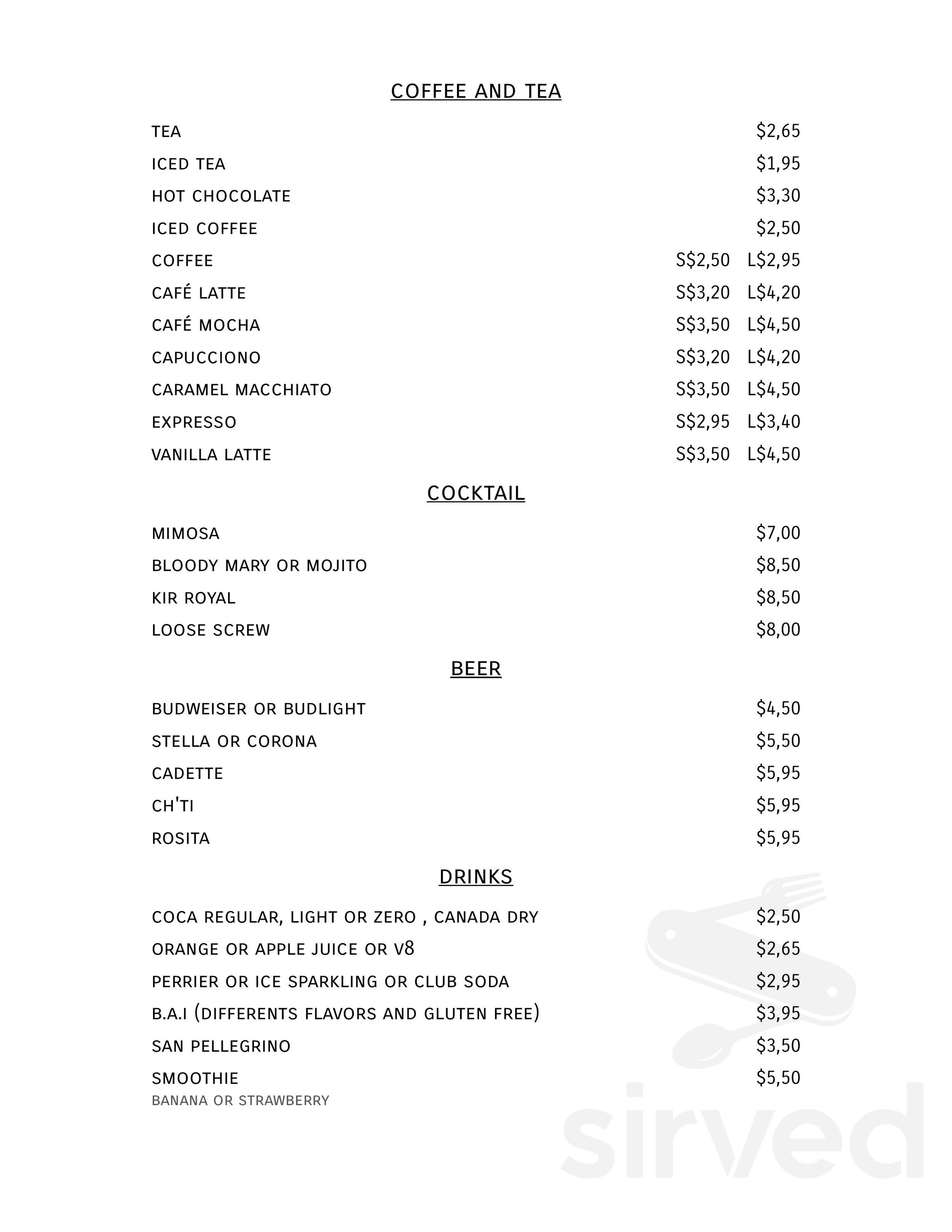 Survey Cafe menu in Bonita Springs, Florida, USA