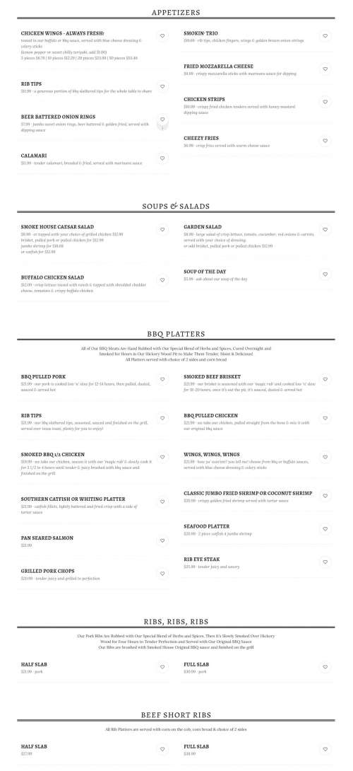 Smoke BBQ Pit menu in Jamaica, New York, USA