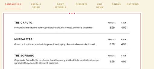 Menu for Caputo's Market & Deli 15th & 15th - Salt Lake City, UT | Sirved