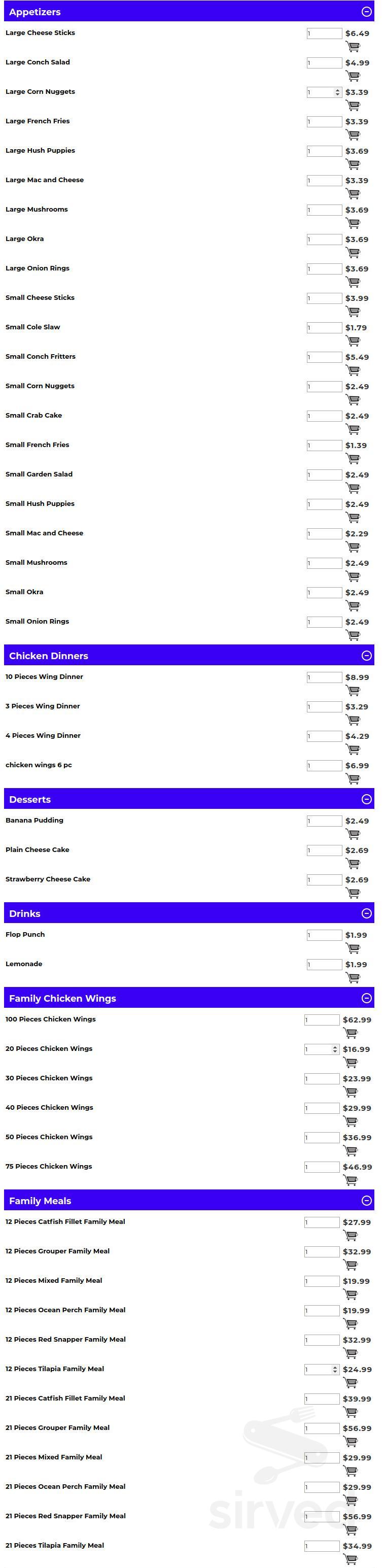 Tilapia Fish and Chicken menu in Pompano Beach, Florida, USA