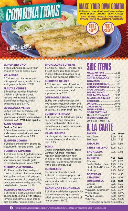Monterrey Mexican Restaurant menu in Jonesboro, USA
