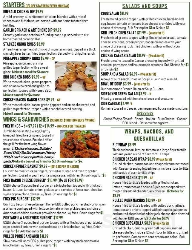 The Fox Den Restaurant menus in Houghton Lake, Michigan, United States