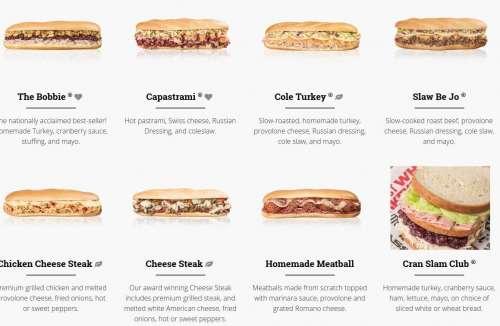 Capriotti's Sandwich Shop menu in Rosslyn, Virginia, USA