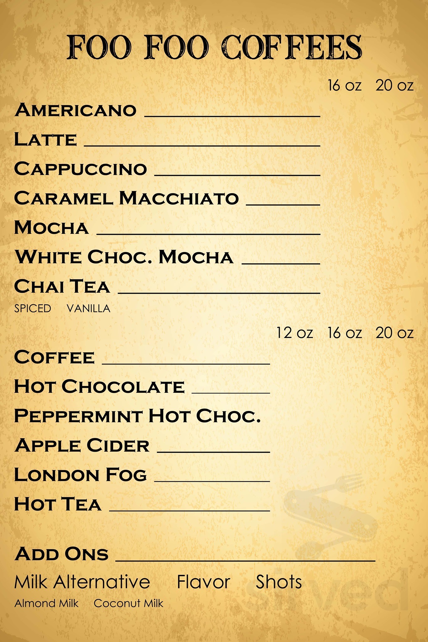 Ice Cream Cafe menu in Gillette, Wyoming, USA