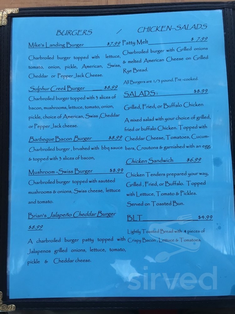 Mike's Landing Restaurant menus in Burkesville, Kentucky, United States