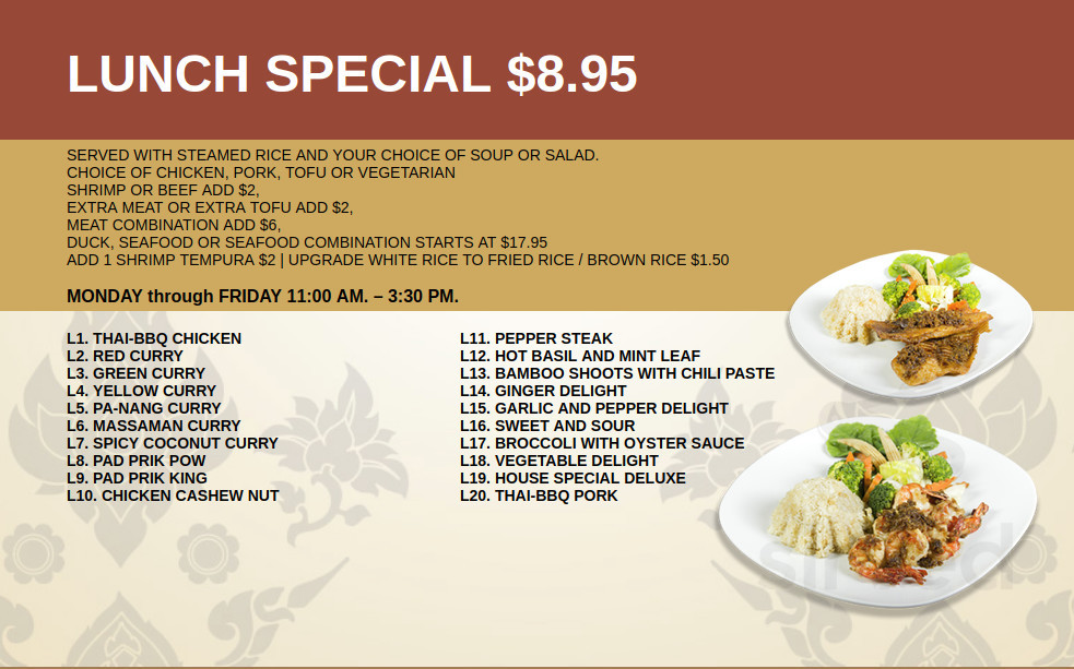 Thai Riverside Menu Best Thai Cuisine menu in Riverside, California, USA
