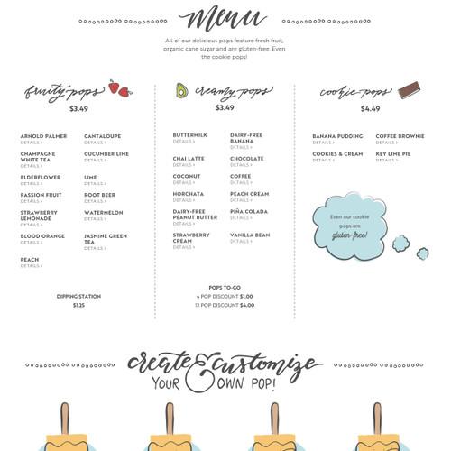 Steel City Pops menu in Southlake, Texas, USA