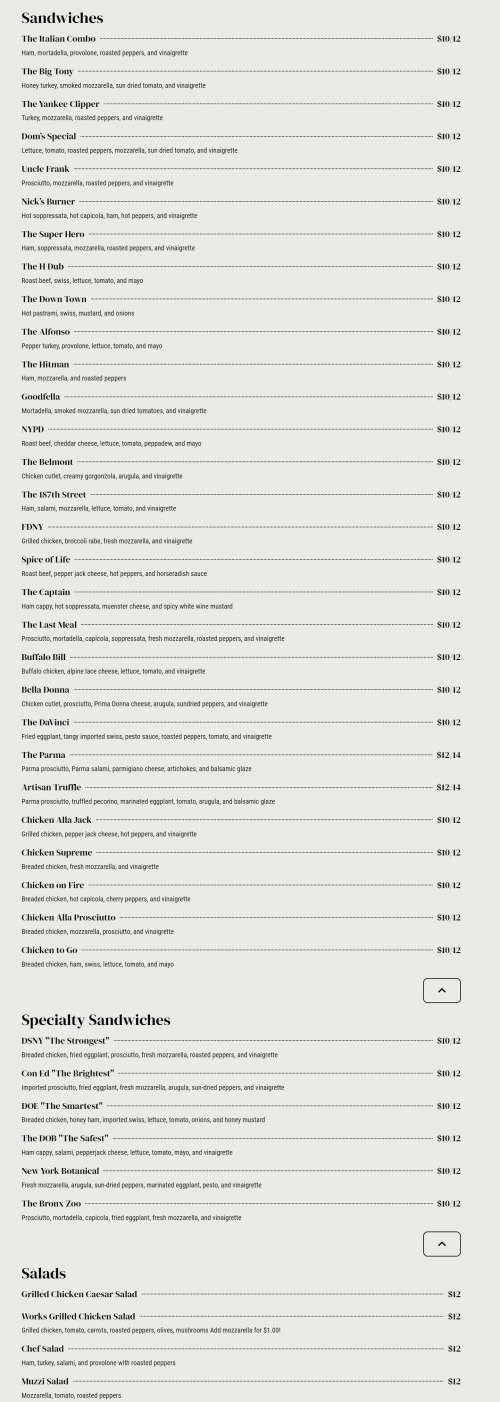 Joe's Italian Deli menu in The Bronx, New York, USA