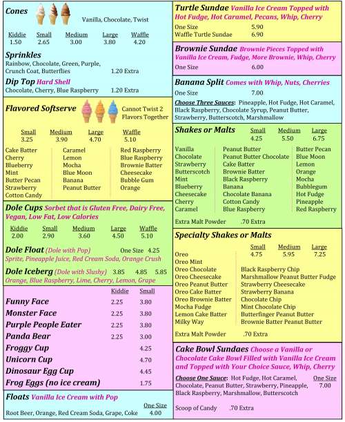 Sprinkles Creamy Whip menu in Cleves, Ohio, USA