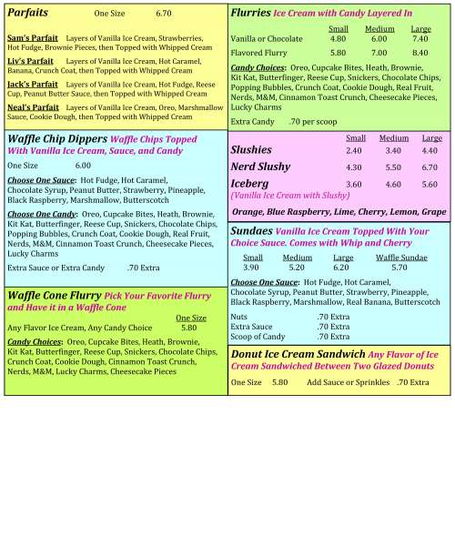 Sprinkles Creamy Whip menu in Cleves, Ohio, USA