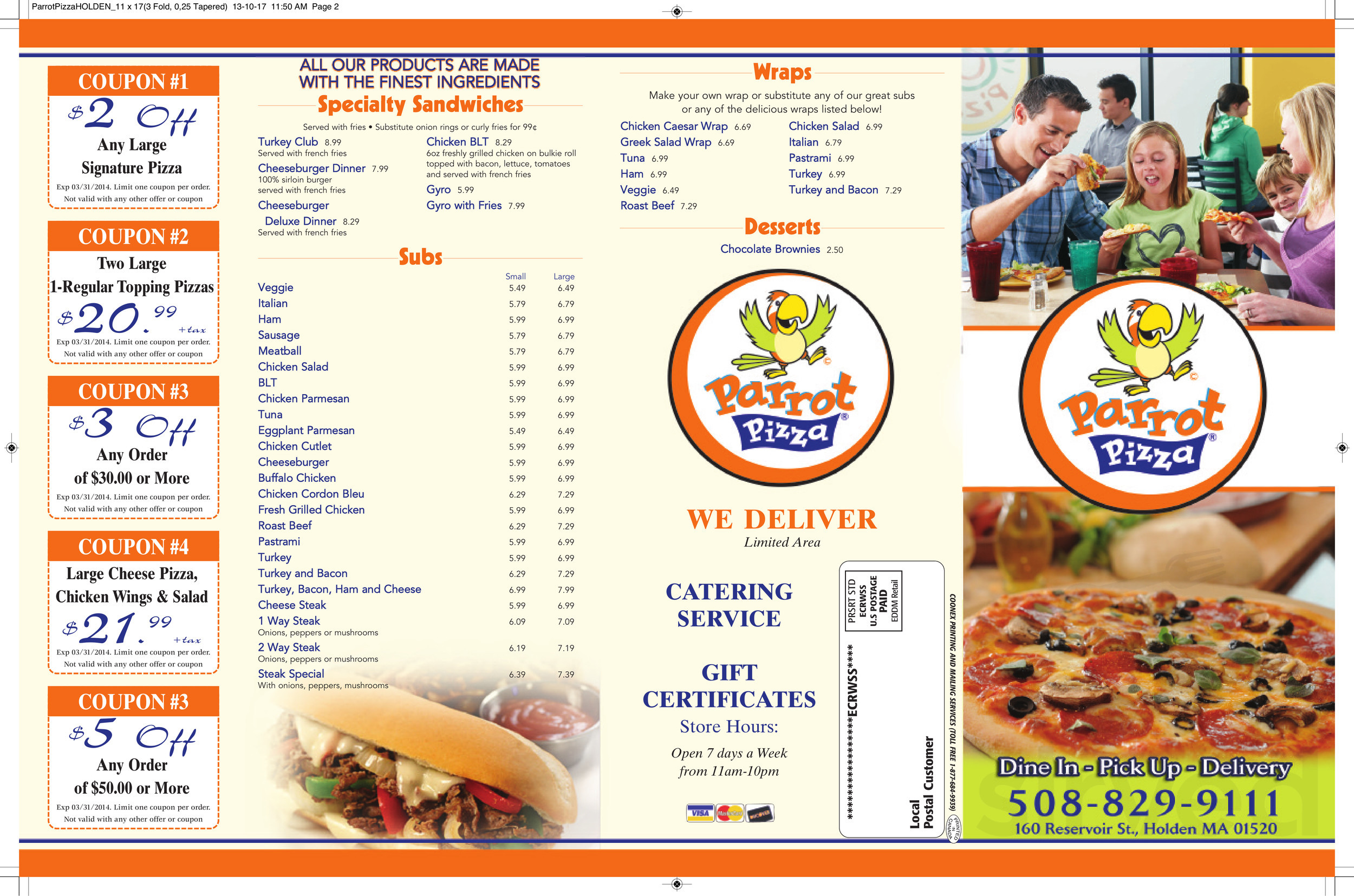 Parrot Pizza Holden menus in Holden, Massachusetts, United States