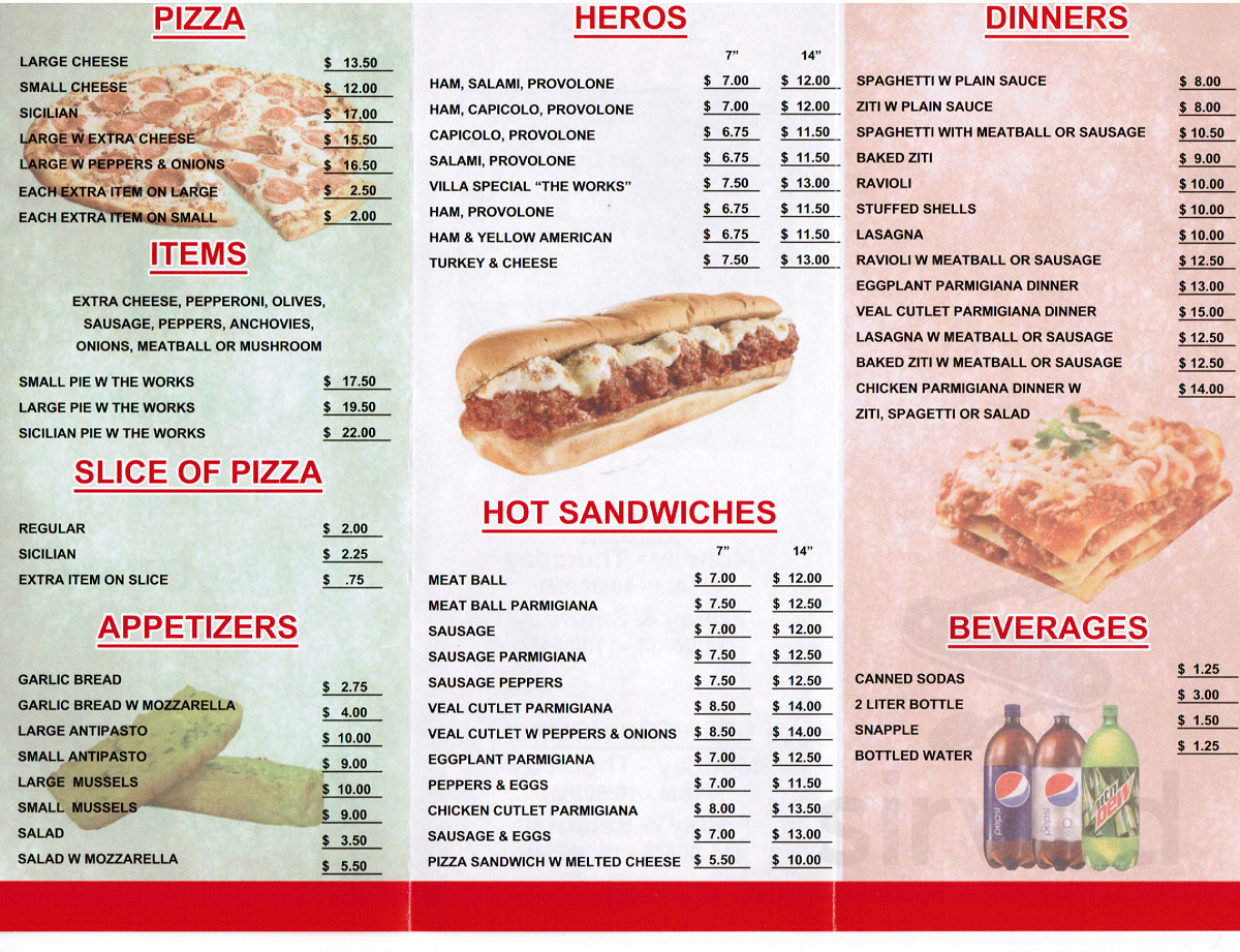 Italian Villa menu in North Arlington, New Jersey