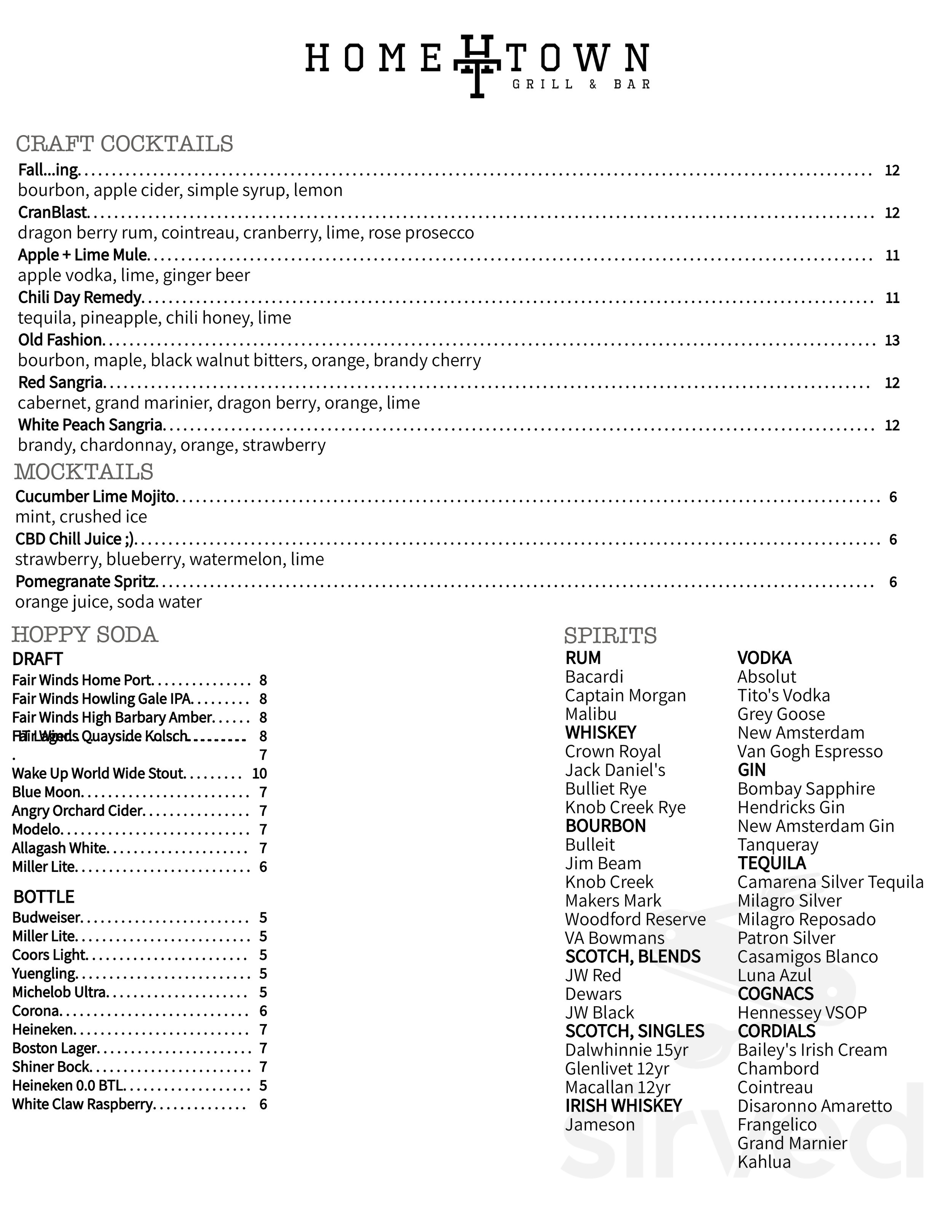Hometown Grill and Bar menu in Lorton, Virginia, USA