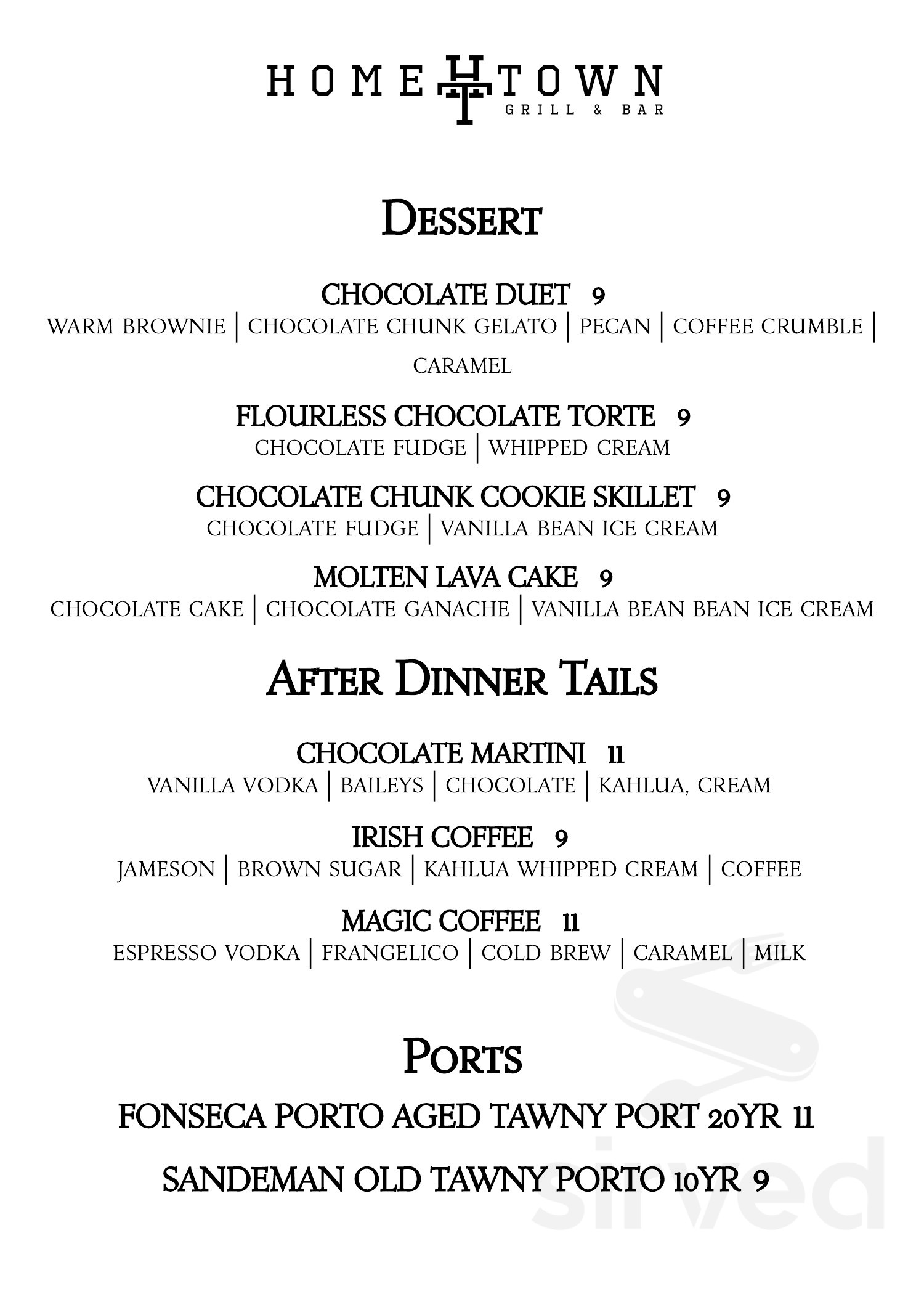 Hometown Grill and Bar menu in Lorton, Virginia, USA