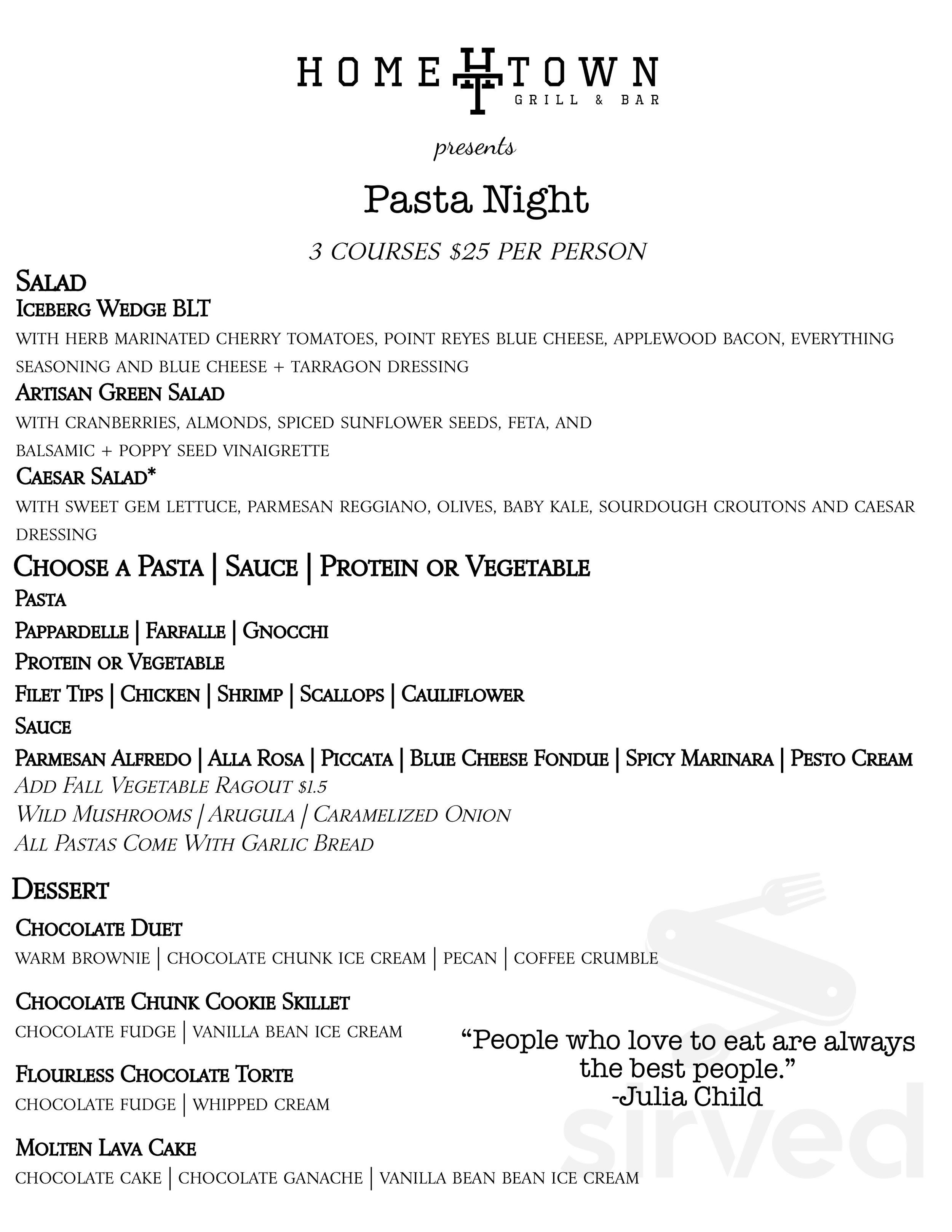 Hometown Grill and Bar menu in Lorton, Virginia, USA