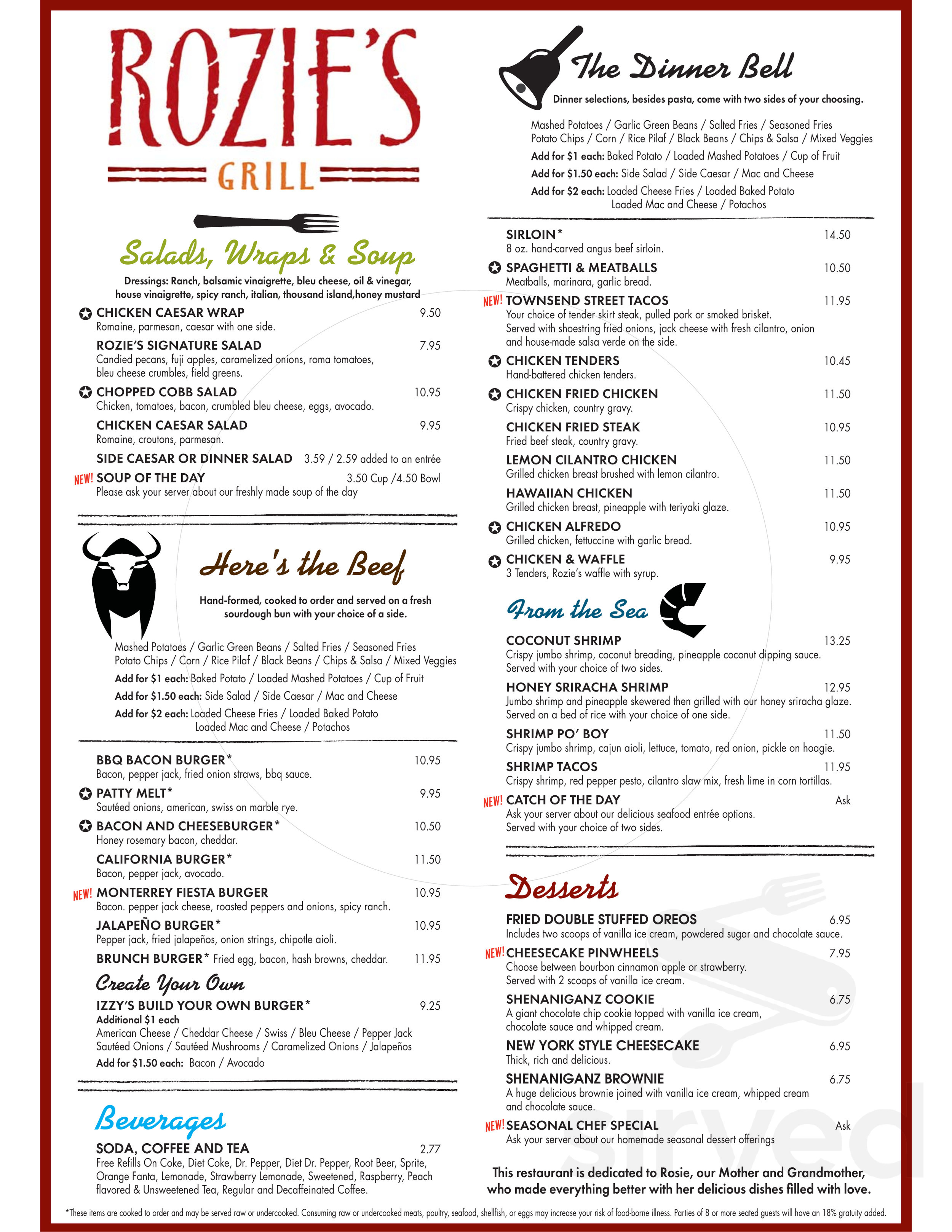 Shenaniganz Entertainment Center menus in Rockwall, Texas, United States