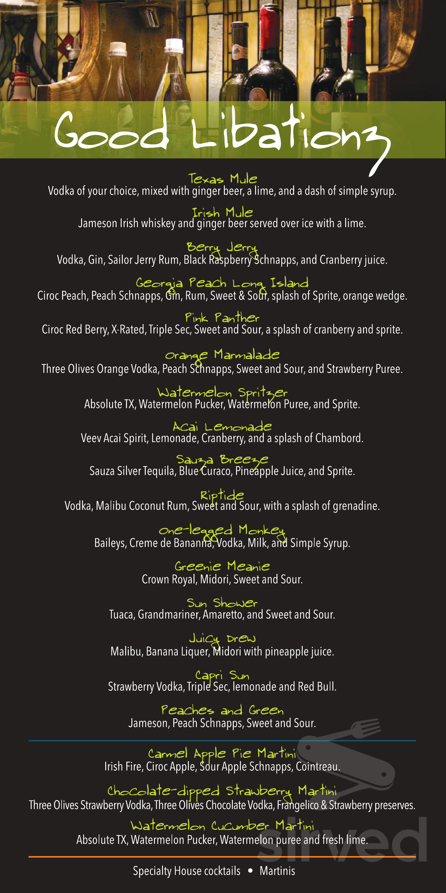 Shenaniganz Entertainment Center menus in Rockwall, Texas, United States