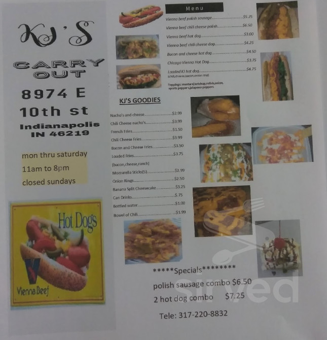 KJ'S Carryout menu in Indianapolis, Indiana, USA