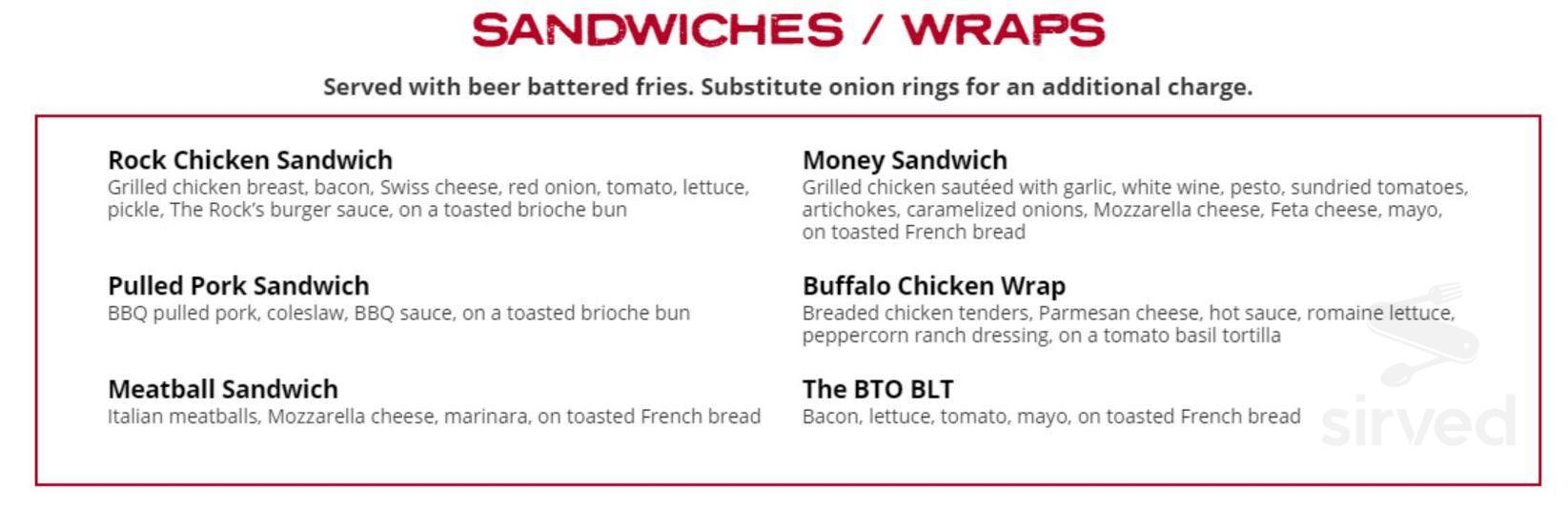 The Rock Wood Fired Pizza menu in Auburn, Washington