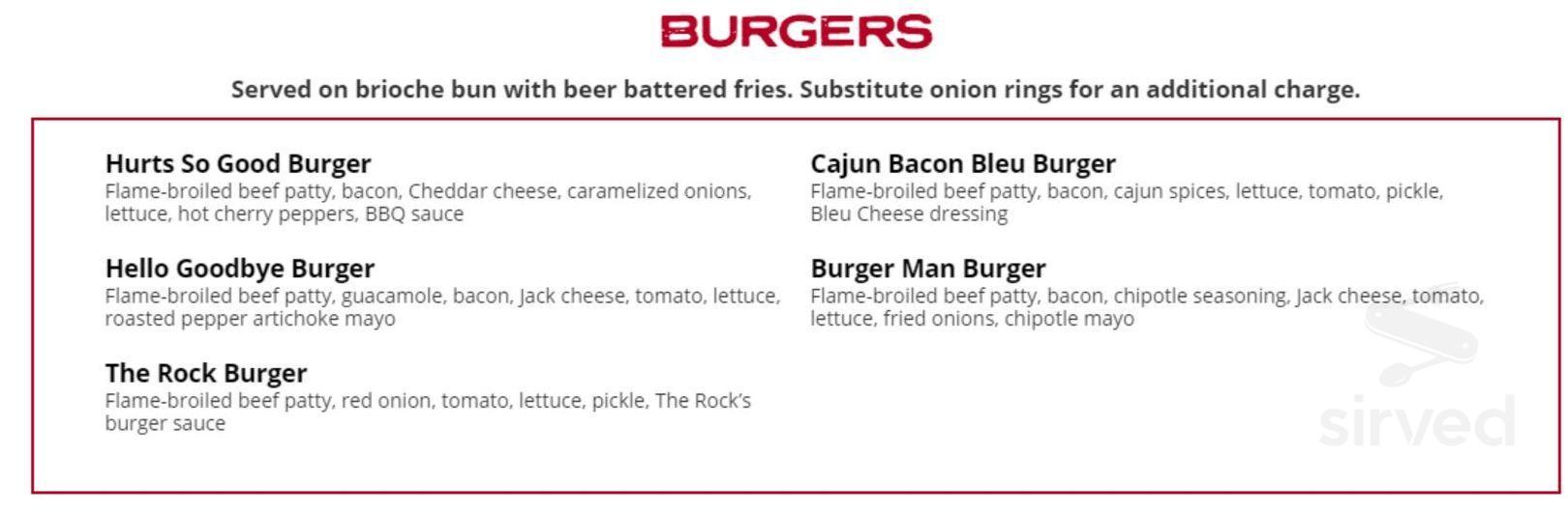 The Rock Wood Fired Pizza menu in Auburn, Washington
