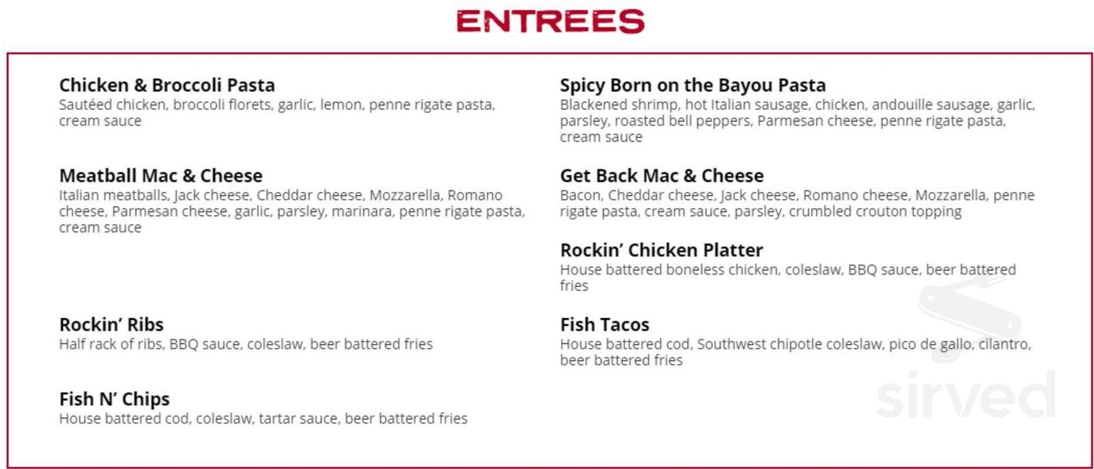 The Rock Wood Fired Pizza menu in Auburn, Washington
