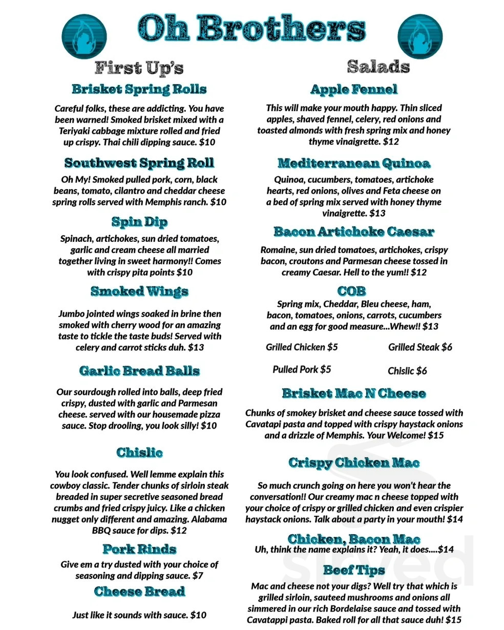 Oh Brother's menu in Montague, Michigan, USA