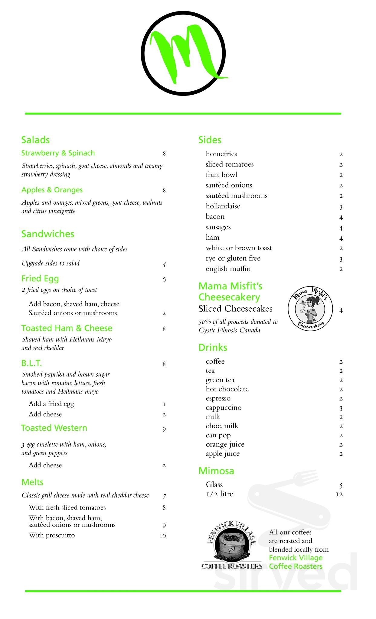 Matinas at Matteo's menu in Welland, Ontario, Canada