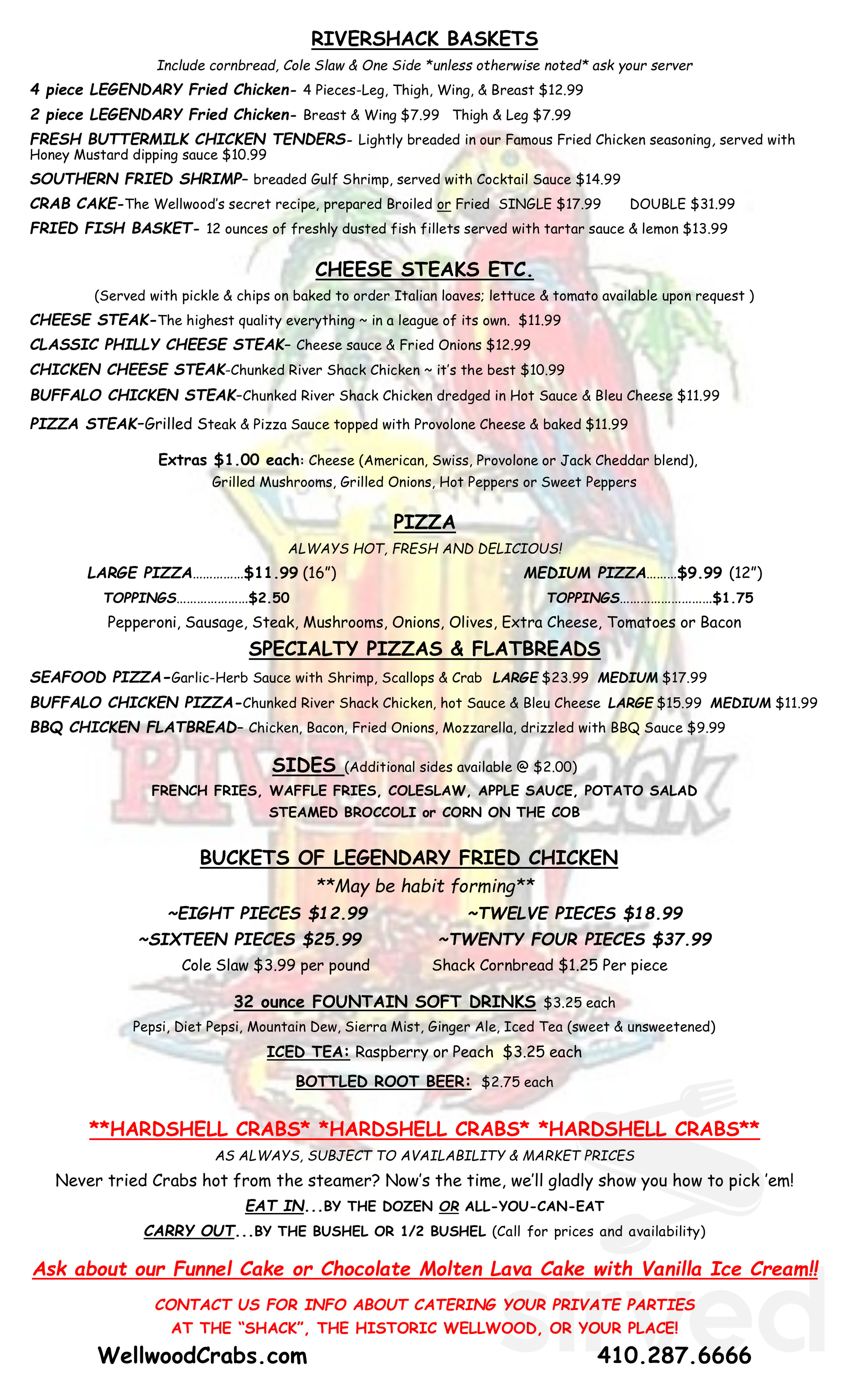 The Wellwood Restaurant menu in Charlestown, Maryland, USA