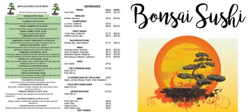 Menu for Bonsai Sushi in Orlando, FL | Sirved