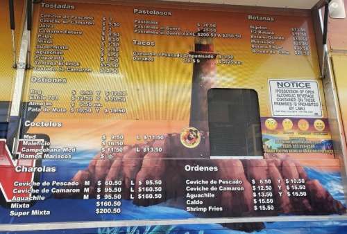 Mariscos El Bigoton menu in Riverside, California, USA