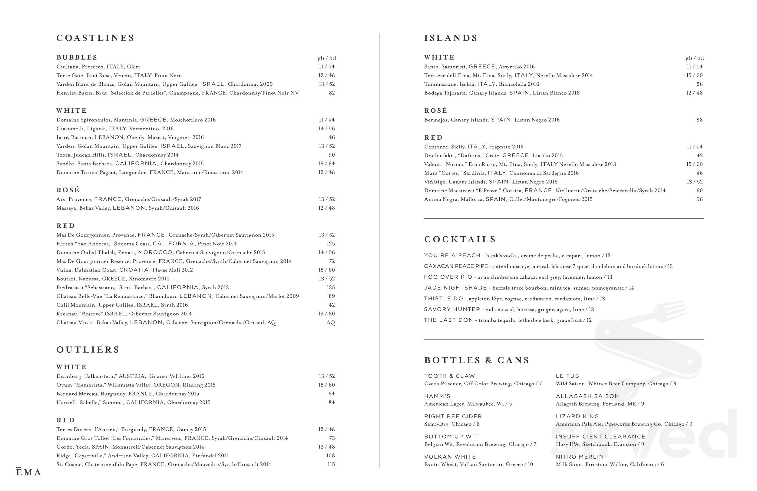 Ema Menu - Chicago, Illinois | Sirved