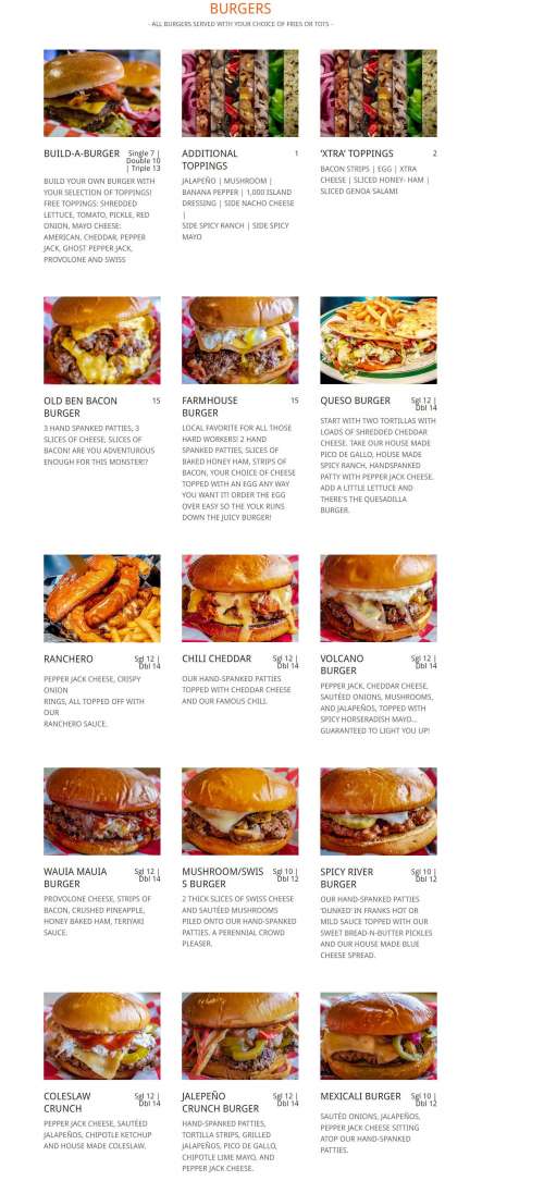 Cooper's Pub menu in Kokomo, Indiana, USA