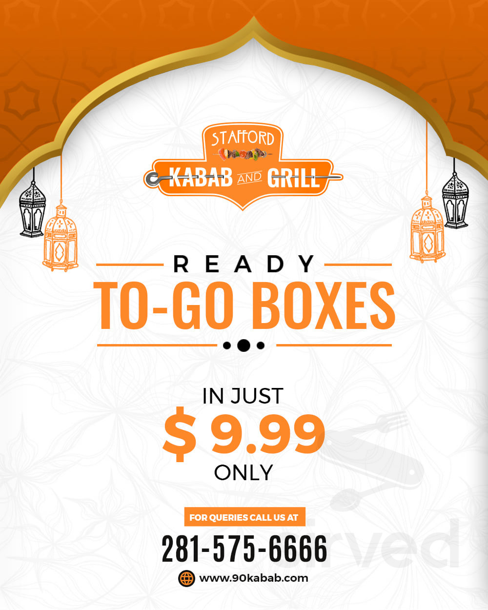 Menu Stafford TX's Stafford Kabab and Grill Sirved