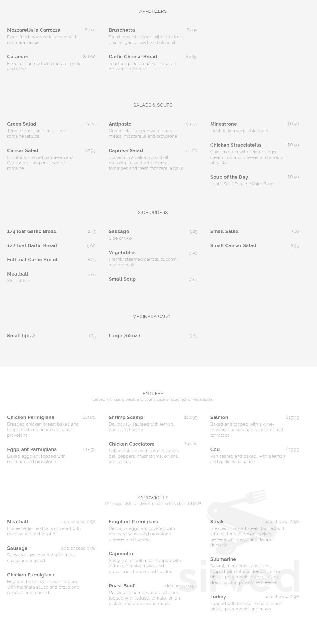 Agrusa's Italian Restaurant menu in La Habra, California, USA
