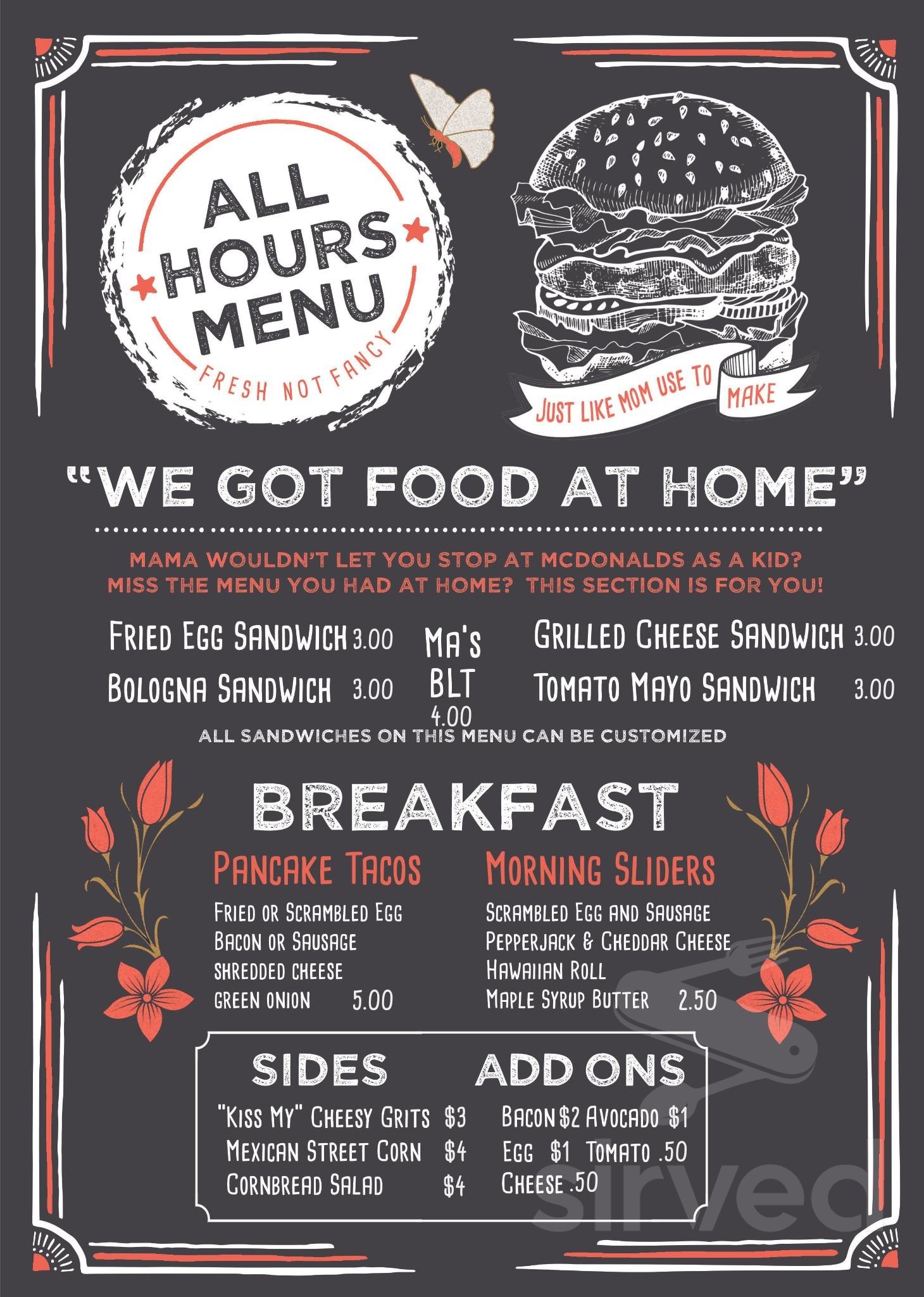 The Dive menu in Cave City, Kentucky, USA