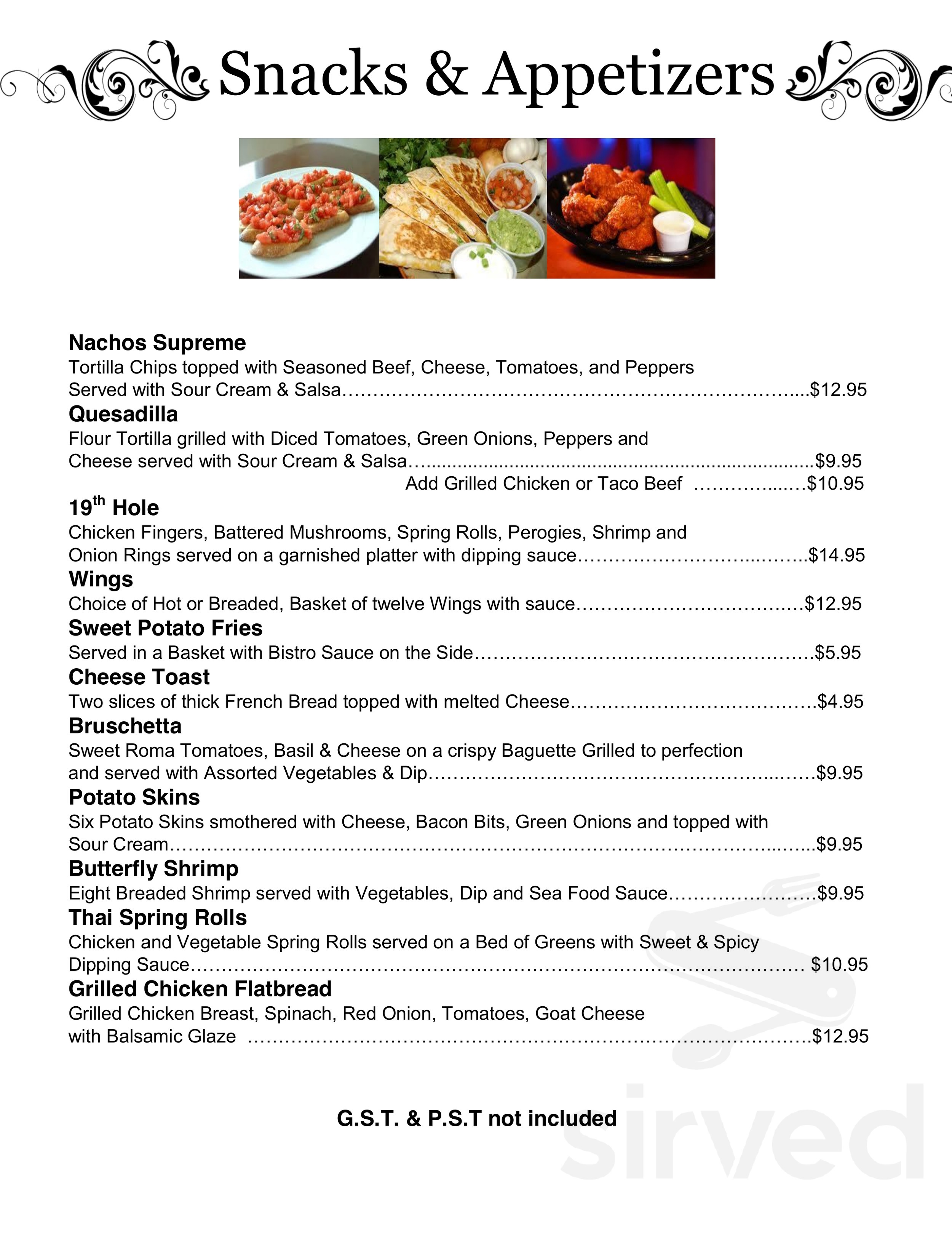 Selkirk Golf Country Club Menu In Selkirk Manitoba Canada