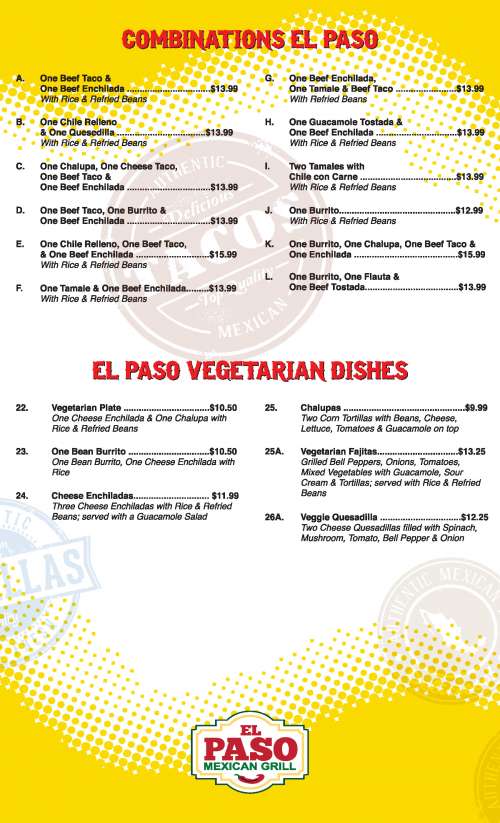 El Paso Mexican Grill menu in Youngsville, Louisiana, USA