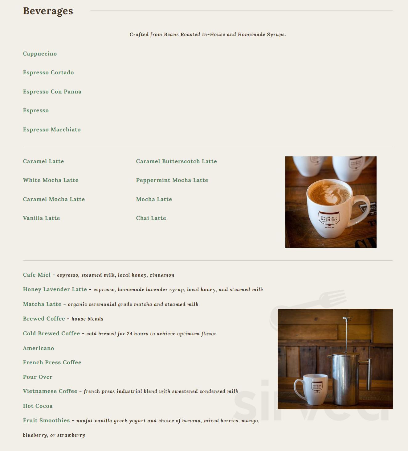 The Proving Grounds Coffee & Ice Cream menu in Milford, Michigan, USA