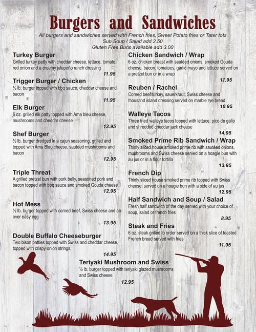 Minnesota Horse and Hunt Club menu in Prior Lake, Minnesota, USA