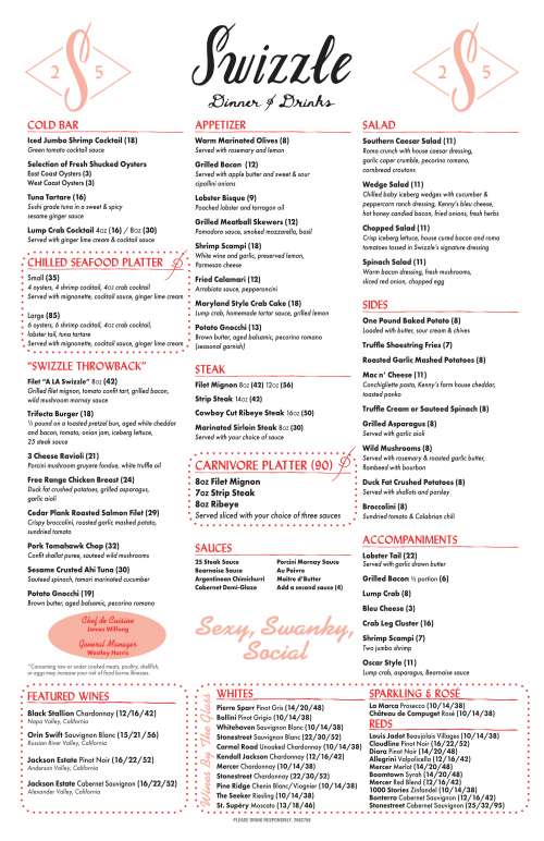 Swizzle Dinner & Drinks menu in Louisville, Kentucky, USA